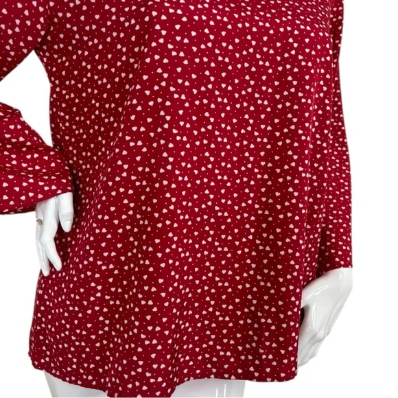 SHEIN Loose fit polkadot lipstick Red Bell Sleeve Blouse top Relaxed Boxy Fit L - Picture 14 of 15